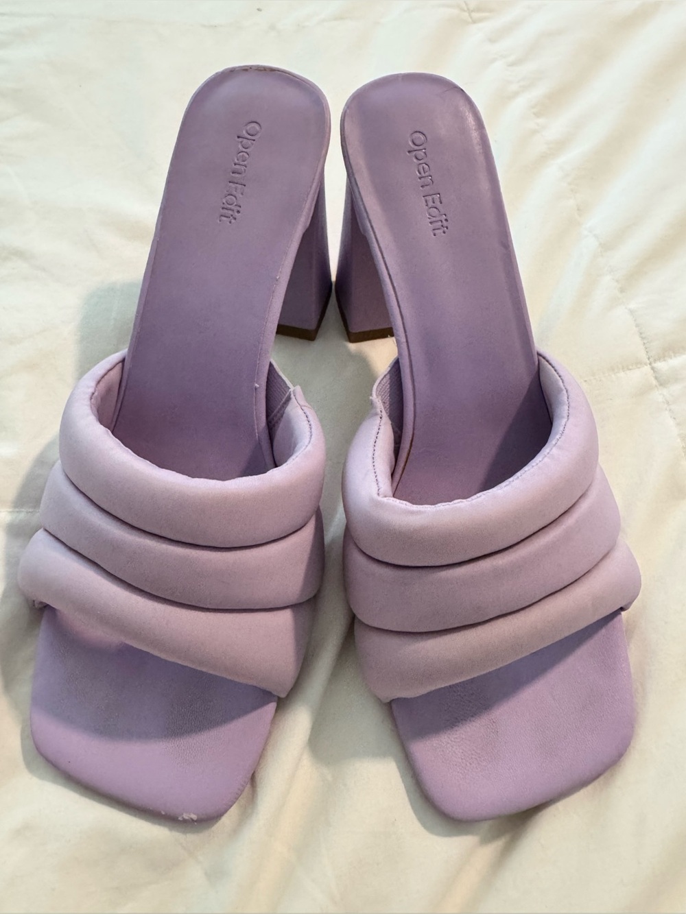Open Edit Lilac Padded Block Heel Mules